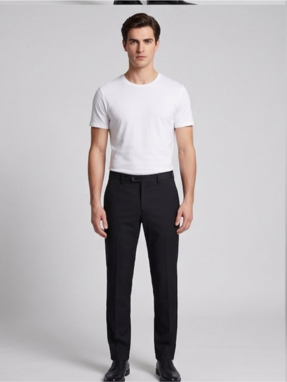 Zara Man Basic Slim Fit Black Dress Pants Flat Front Trousers Suit Slacks